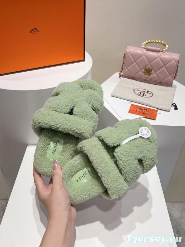 H Love Uncle Full Fur Slippers with Granular Fur Texture - LY00300