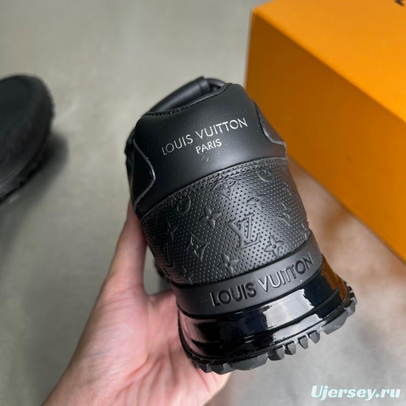 Louis Vuitton 2025 SS Run Away Calfskin Leather Round Toe Lace-Up Low Top Casual Lifestyle Shoes for Men - YC