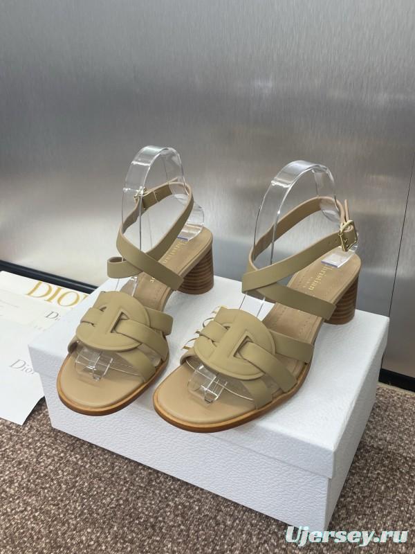 Dior D-Club Jelly Color Hollow Layered Cross Strap Mid Heel Women's Shoes - KFY00290