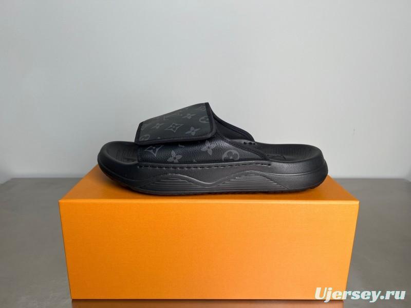 Louis Vuitton Miami Mule Slip-On Sandals with Hook-and-Loop Fastener - YC