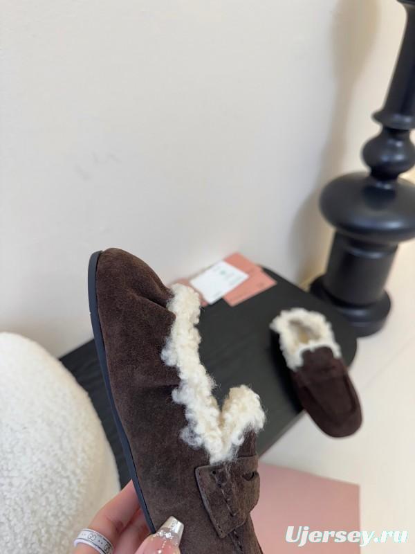 MIUMIU Platform Loafers with Wool Design - KFY00320