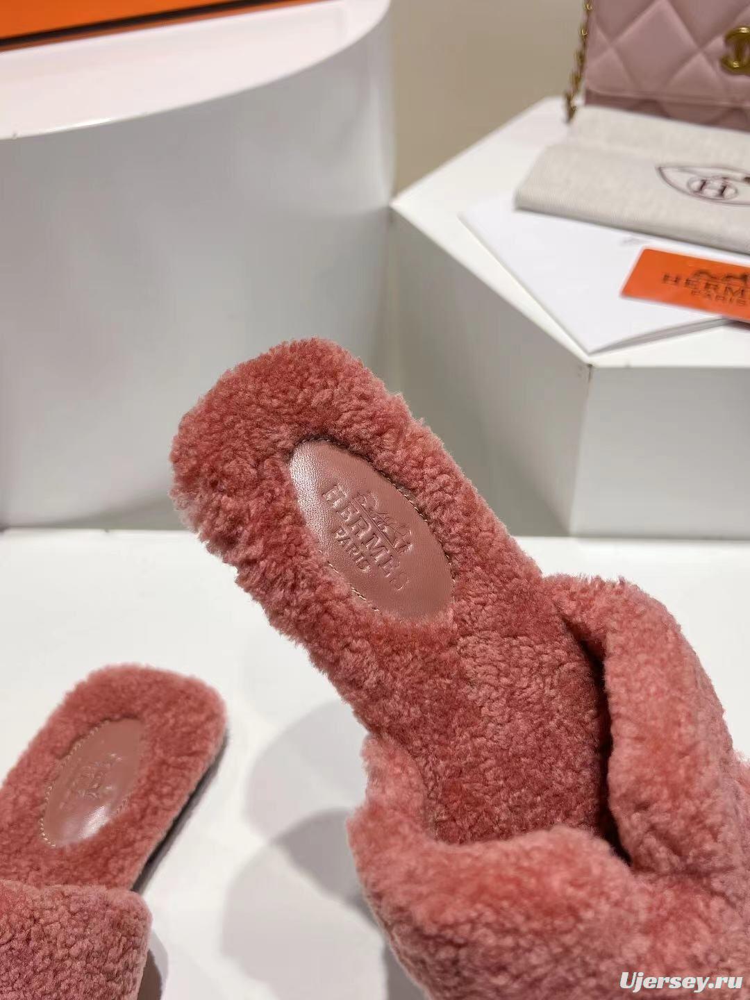 Hermès Teddy Wool Flat Slippers - LY00240