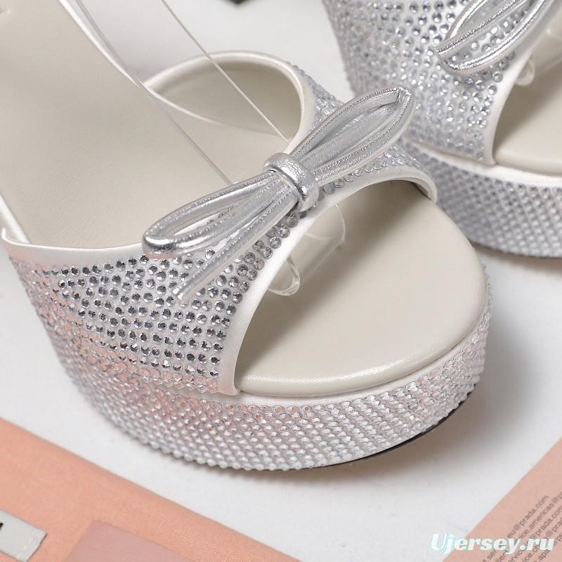 MIUMIU Bling Bling Swarovski Crystal Sandals with 11.5cm Heel - KFY00340
