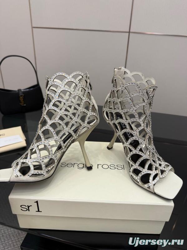 Sergio Rossi Mermaid Sandals 2025 SS Collection Elegant Fishnet High Heels - KFY00470