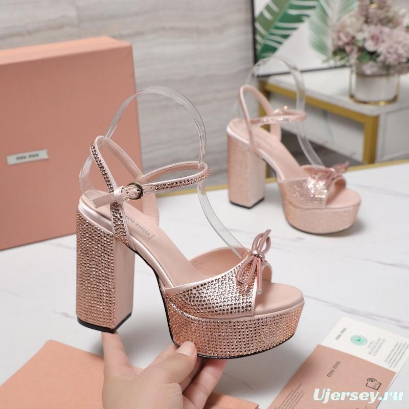 MIUMIU Bling Swarovski Crystal Sandals with 11.5cm Heel - KFY00340