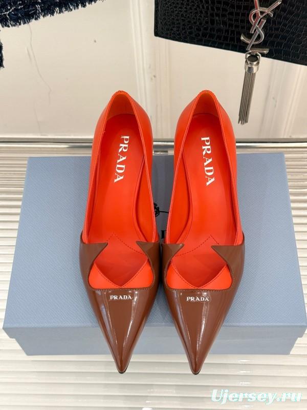 PRADA 2025/SS Catwalk Pointed Toe Kitten Heel Single Shoes - KFY00310