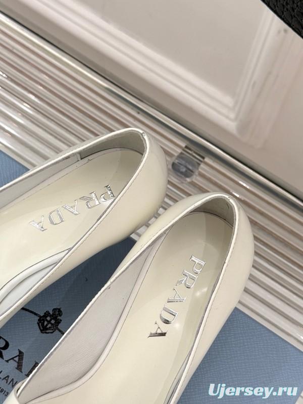 PRADA 2025/SS Catwalk Pointed Toe Kitten Heel Single Shoes - KFY00310