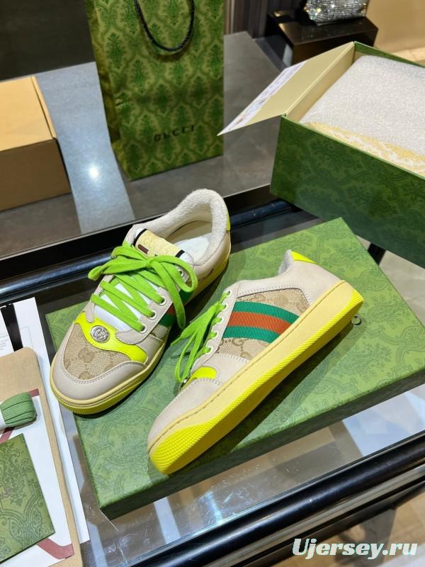 Gucci Distressed Sneakers 2025 SS Retro Design with Metal GG Logo - AS00270