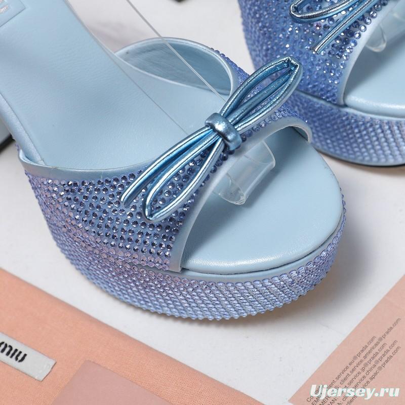 MIUMIU Bling Bling Swarovski Crystal Sandals with 11.5cm Heel - KFY00340
