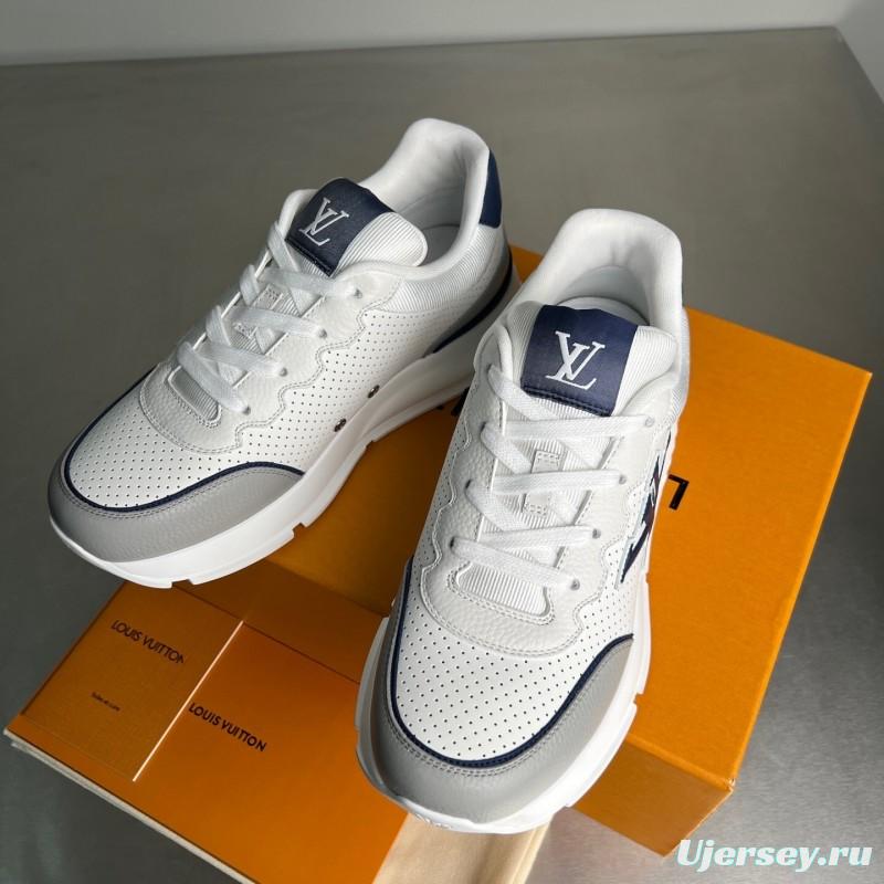 Lv Classic Leather Round Toe Lace-Up Low Top Casual Shoes - YC