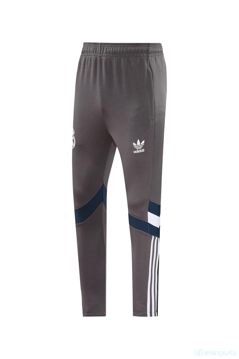 25/26 Real Madrid Light Grey Full Zipper Jacket+Long Pants