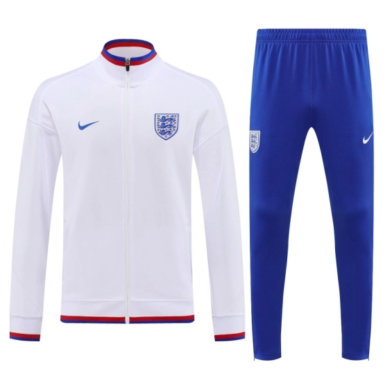 2026 England White FULL Zipper Jacket Tracksuit +Long Pants