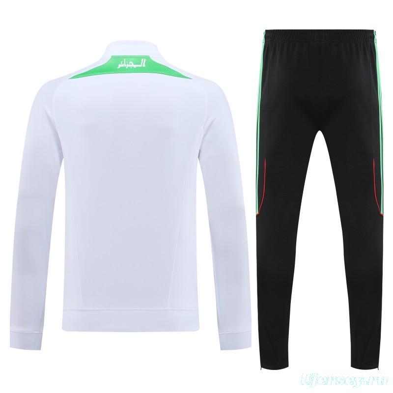 2026 Algeria White with Green and Red Stripes FULL Zipper Jacket Tracksuit +Long Pants