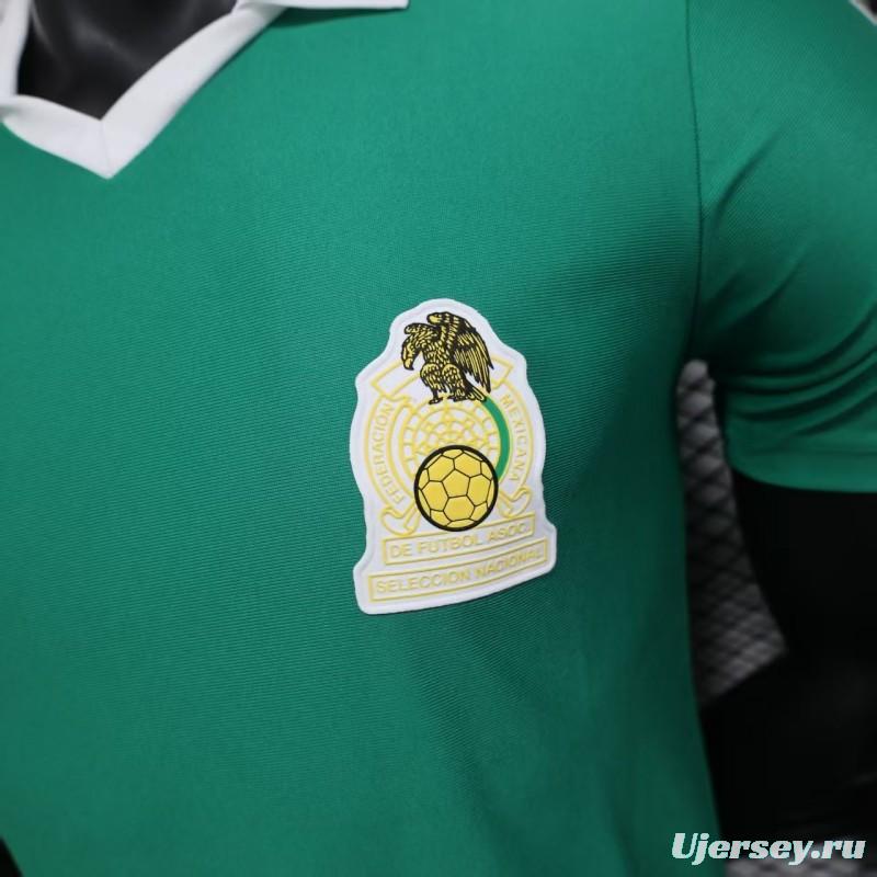 Player Version 2026 Mexico Retro Home Green with White Collar Jersey