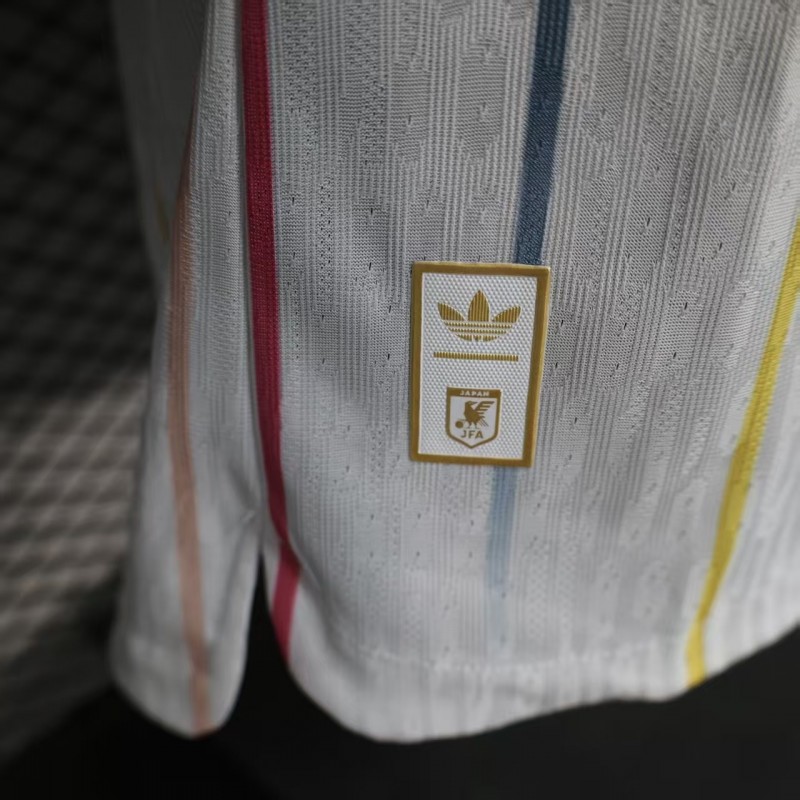 Player Version 2026 Japan Away White with Colorful Vertical Stripe Pattern Jersey