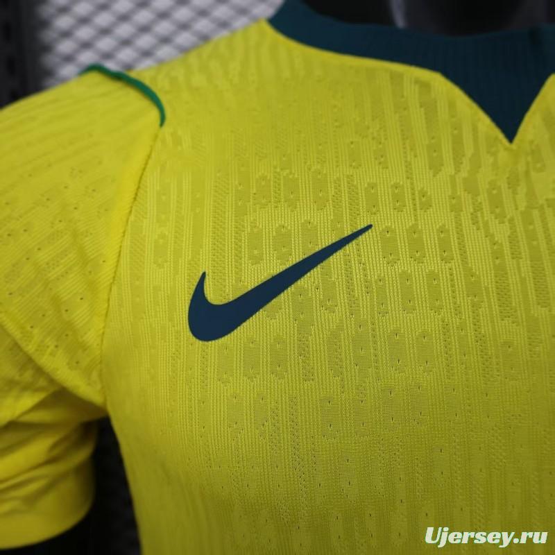 Player Version 2026 Brazil Home Yellow with Vertical Stripe Pattern Jersey