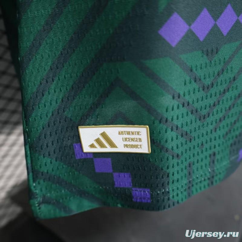Player Version 2026 Saudi Arabia Home Green with Geometric Diamond Pattern Jersey