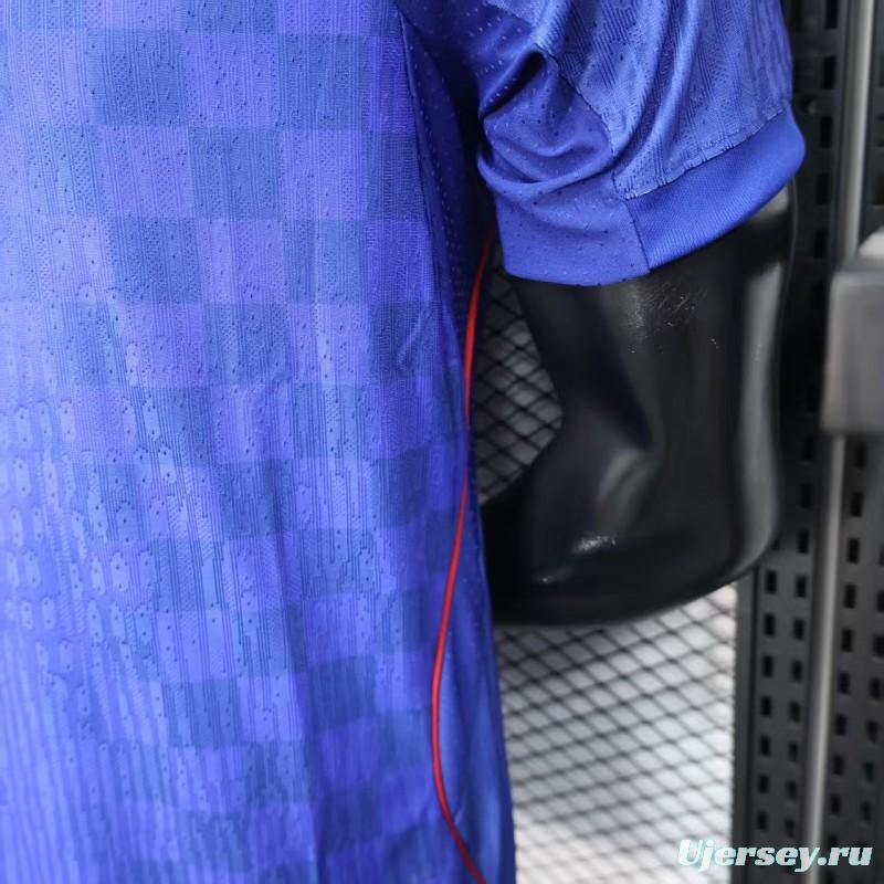 Player Version 2026 Croatia Away Blue with Subtle Checkerboard Pattern Jersey