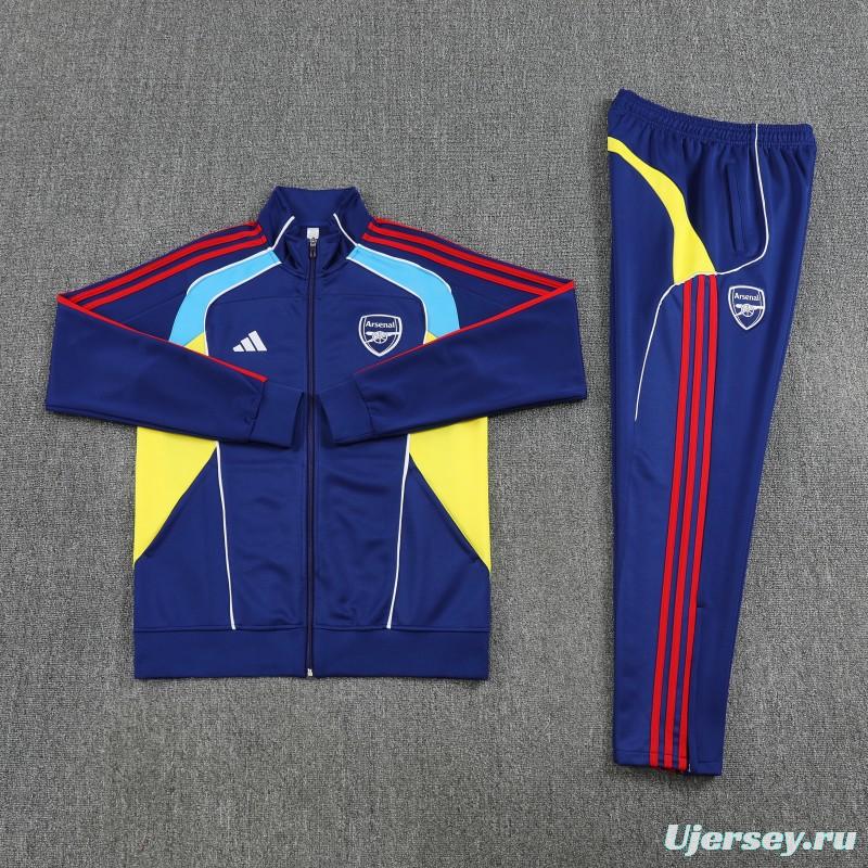 25/26 Arsenal FC Royal Blue Full zipper Jacket Tracksuit+ long pants