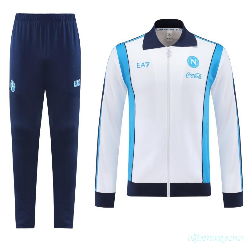25/26 SSC Napoli White  Full zipper Jacket Tracksuit+ long pants
