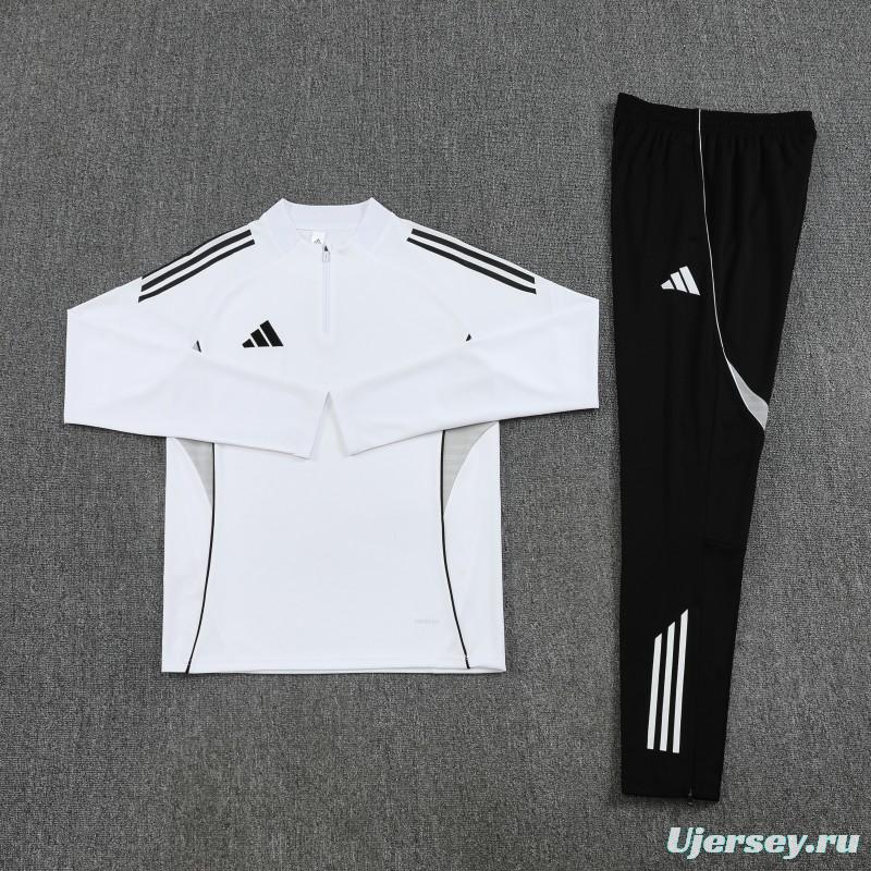 25/26  Adidas White Full zipper Jacket Tracksuit+ long pants
