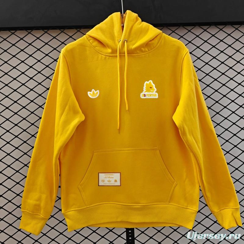 25/26 Adidas x AS Roma Retro  Embroidered Logo Hoodie 9 Colors