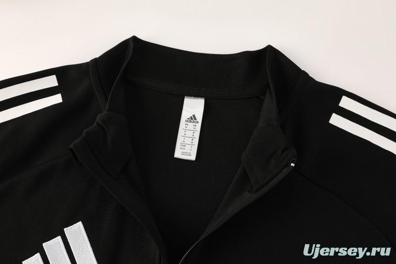 25/26  Adidas Black Full zipper Jacket Tracksuit+ long pants