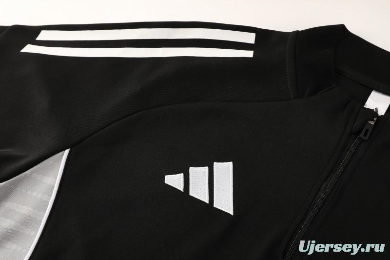 25/26  Adidas Black Full zipper Jacket Tracksuit+ long pants