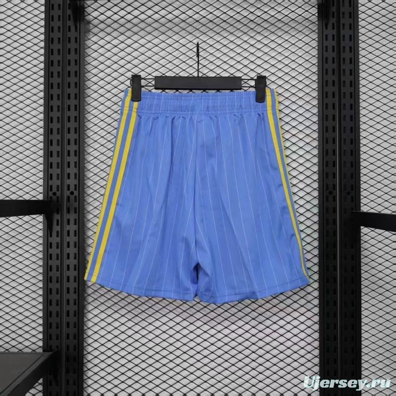 Retro Player Version  1990/91 Manchester United Third Sky Blue with Pinstripe Pattern Shorts