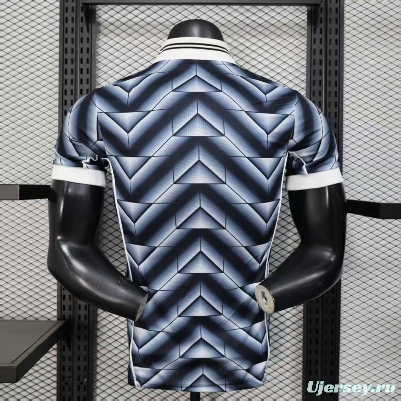 Player Version  1988/89 Real Madrid Third Navy Blue with 3D Geometric Chevron Pattern Jersey