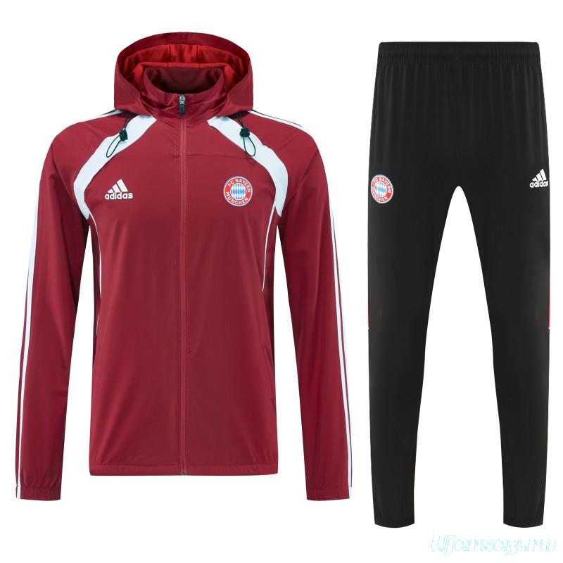 25/26  Bayern Munich Red Full zipper Jacket Tracksuit+ long pants