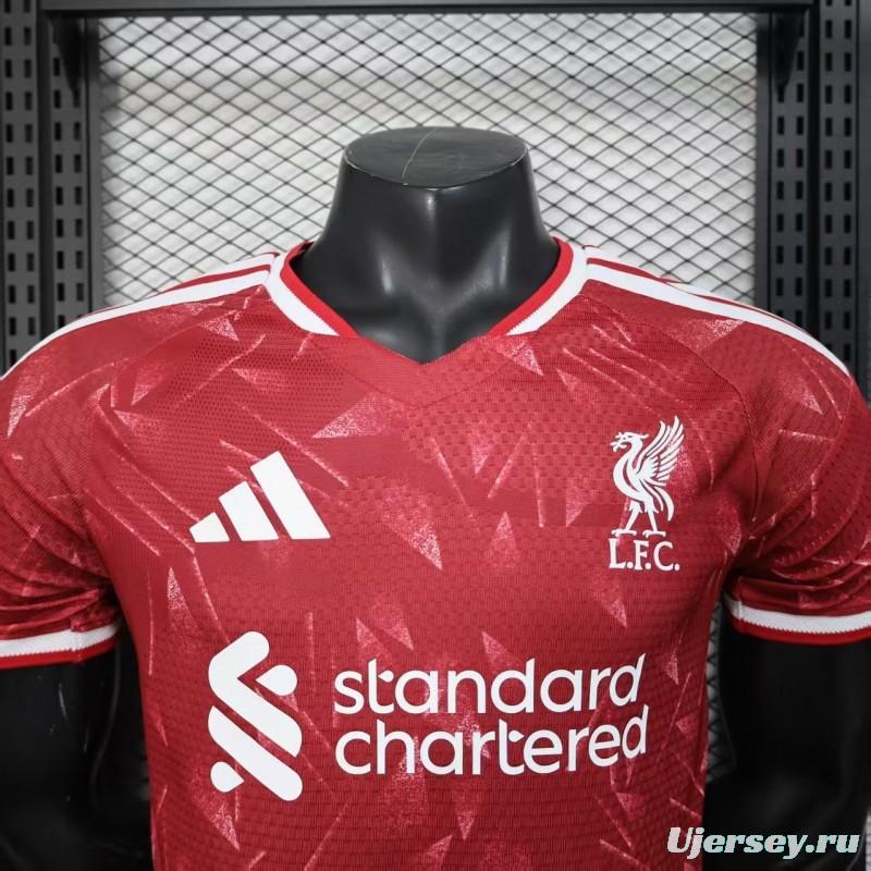 25/26 Player Version  Liverpool Home Red Abstract Pattern Jersey