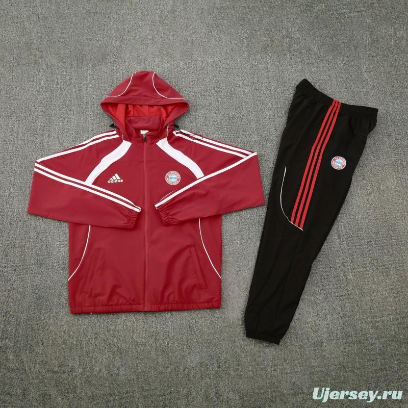 25/26  Bayern Munich Red Full zipper Jacket Tracksuit+ long pants