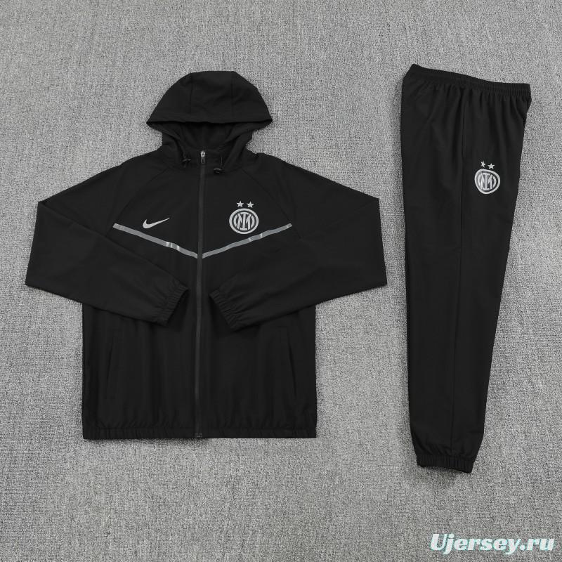 25/26 Inter Milan Black Full zipper Jacket Tracksuit+ long pants