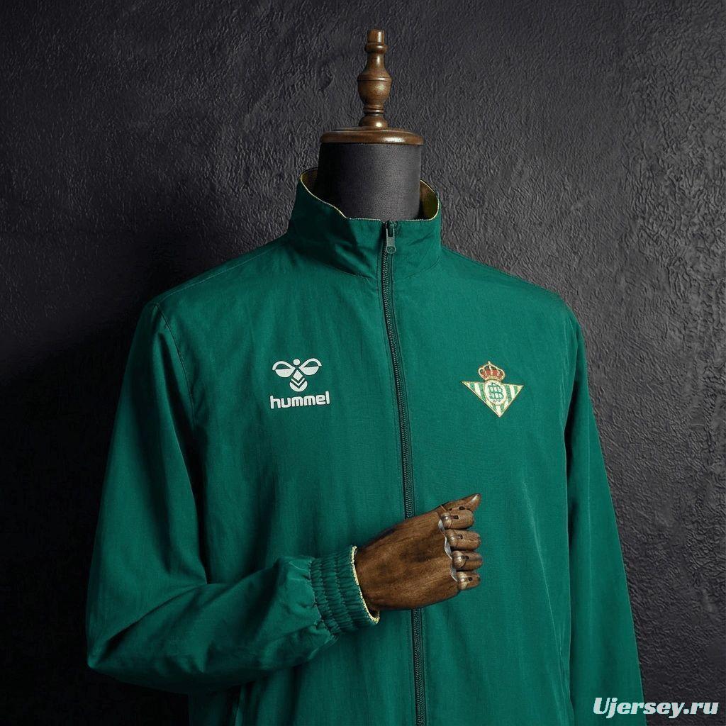 2026 Real Betis Green And Yellow  Reversible Full Zipper Jacket