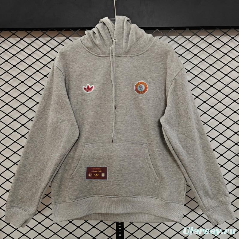 Player Version 2026  Aston Villa x Adidas Home Embroidered Fleece Hoodie 9 Colors