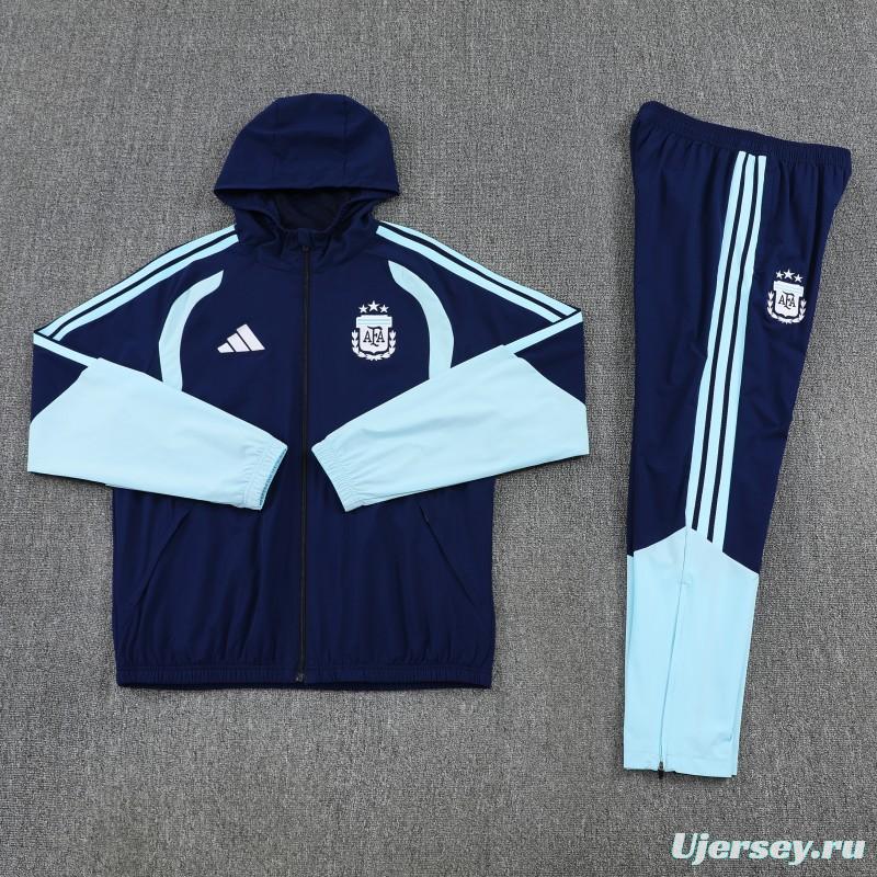 2026 Argentina Navy Blue Full Zipper Jacket + Long Pants