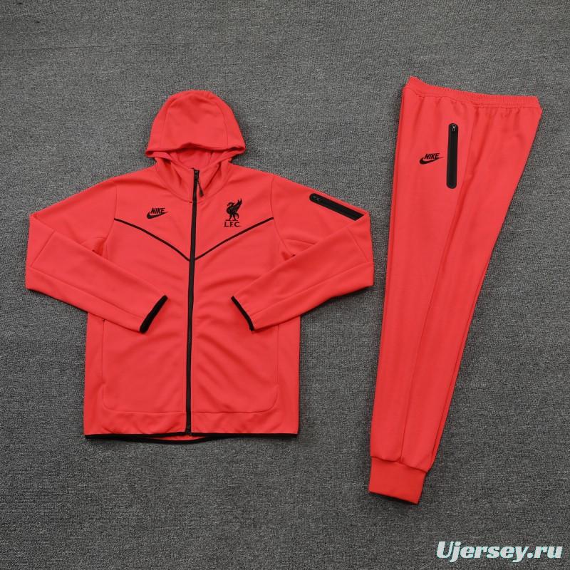 26/27 Liverpool Red Full Zipper Hooded Jacket Tracksuit + Long Pants