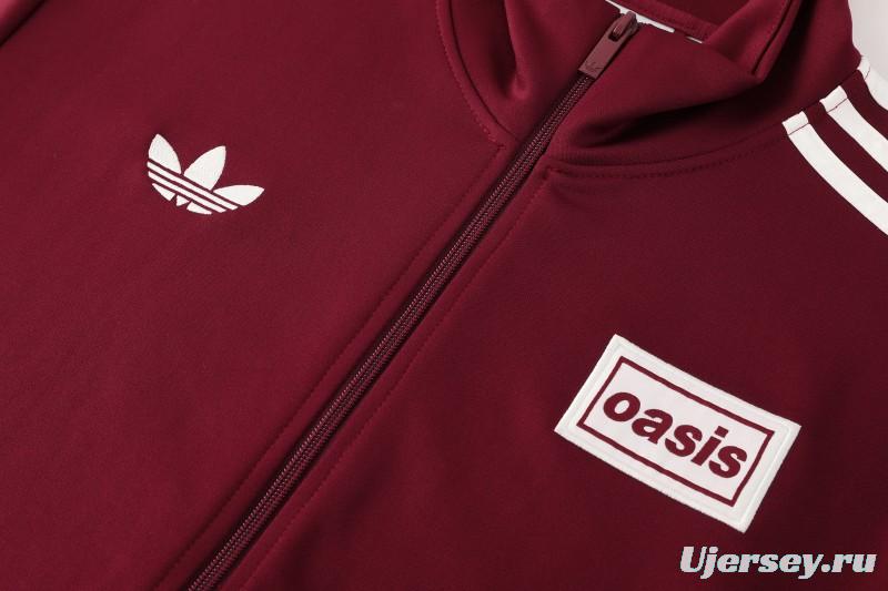 2026 Adidas x OASIS Wine Full Zipper Jacket + Long Pants
