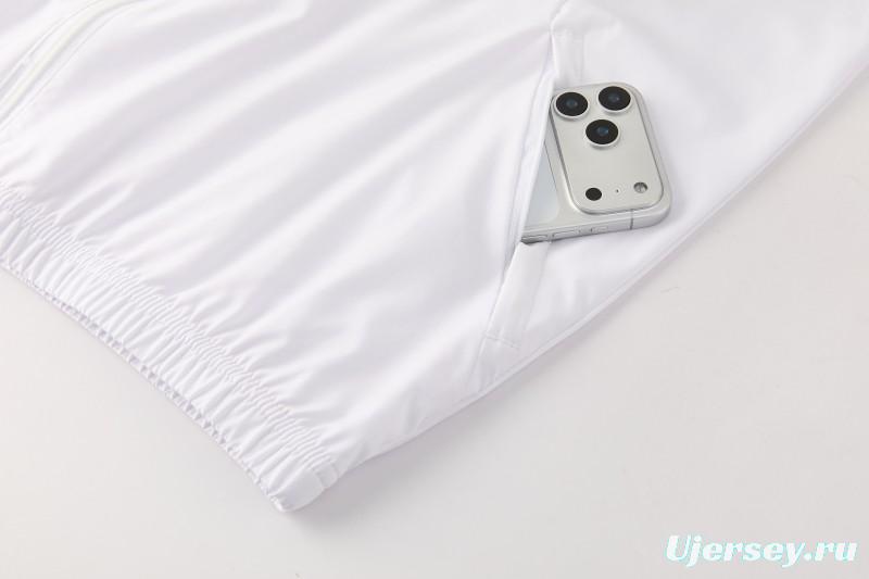 2026 Italy White Hoodie Full Zipper Windbreaker + Long Pants