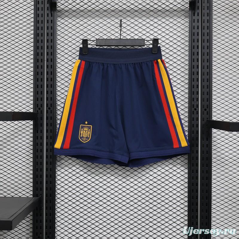 2026 Player Version Spain Navy Blue with Red Yellow Stripes Shorts