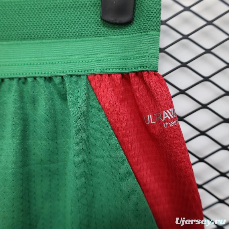 2026 Player Version Morocco Green with Red Side Panels Shorts