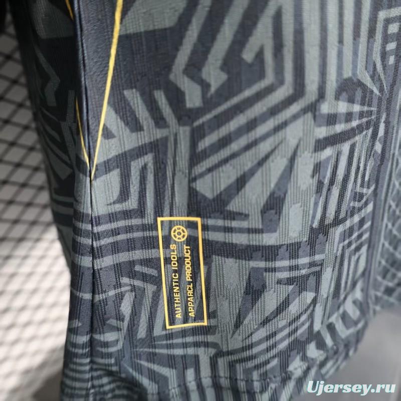 2026 Player Version Brazil Black with Gold Geometric Tribal Pattern Jersey