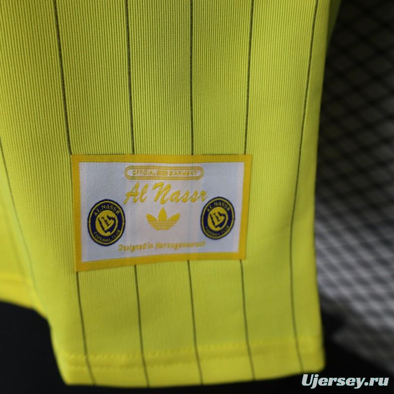 25/26 Player Version Al Nassr FC Yellow with Thin Black Pinstripes Jersey