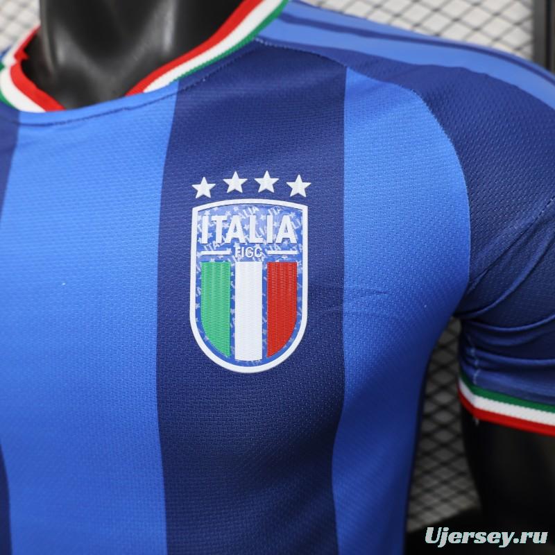 2026 Player Version Italy Blue with Tonal Vertical Stripes Jersey