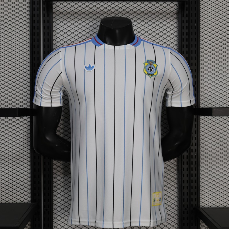 2026 Player Version DR Congo White with Black and Blue Pinstripes Jersey