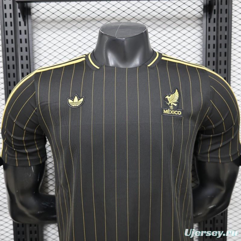 2026 Player Version Mexico Black with Gold Pinstripes Jersey