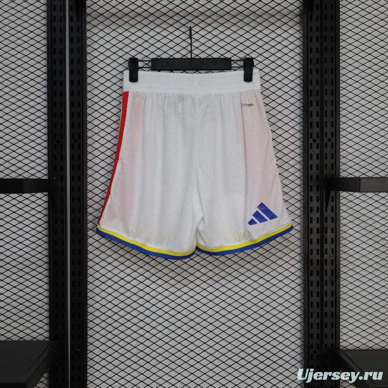 2026 Player Version Colombia White with Red Side Stripes Shorts