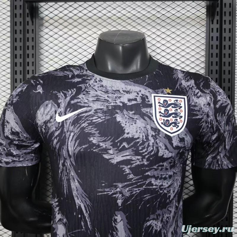 Player Version 2026 England Dark Navy with Lion Brushstroke Pattern Jersey