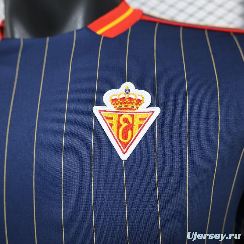 2026 Player Version Spain Navy Blue with Thin Yellow Pinstripes Jersey
